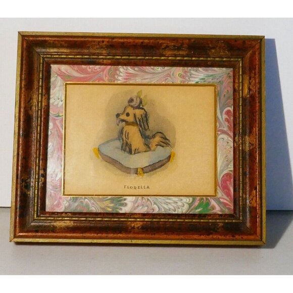 Helmut Hal Kramer Florella Print In Distressed Wood Frame With Marbled Border - Picture 1 of 7